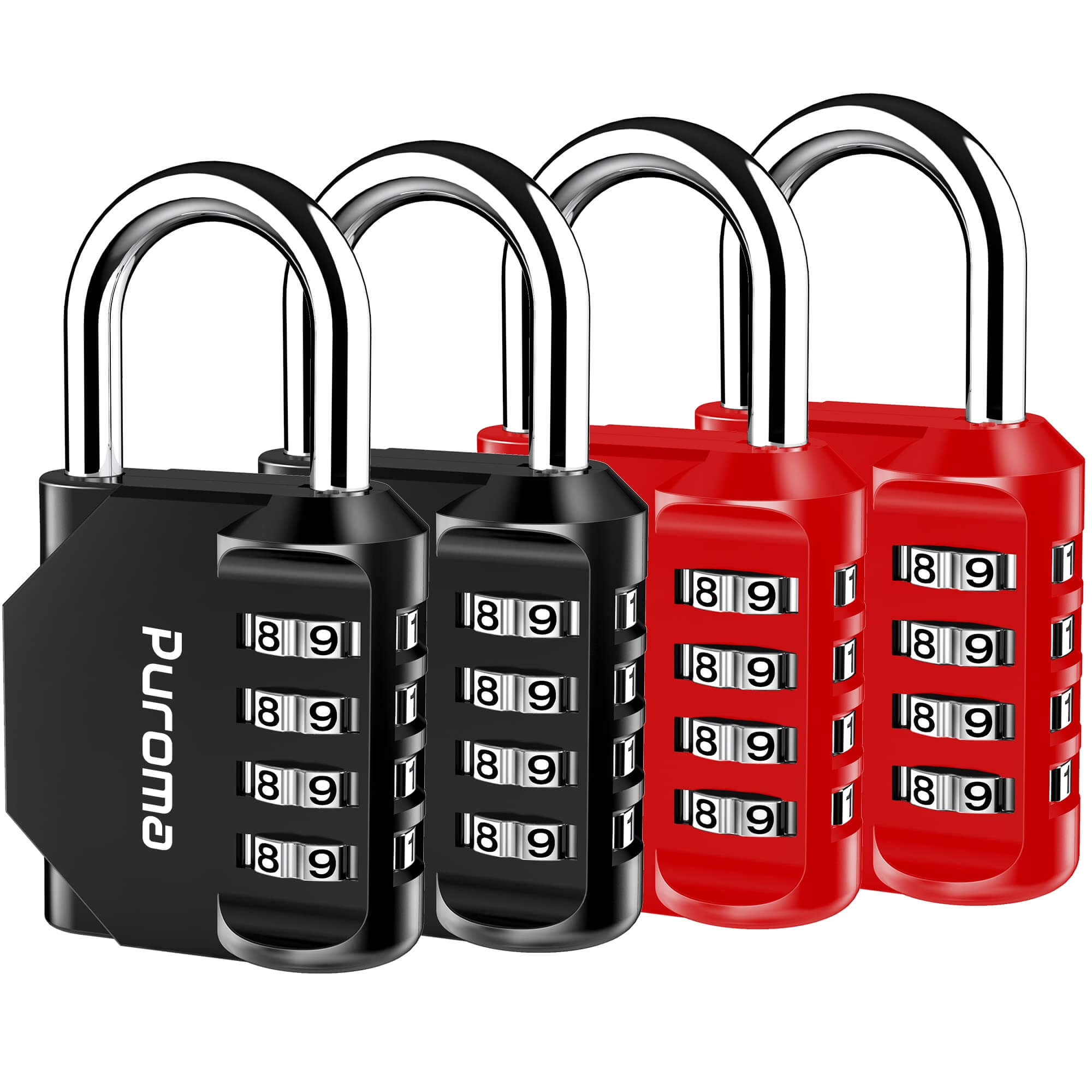 TH004RK 4 Pack 1.3 Inch Combination Lock, Black & Red – Puroma