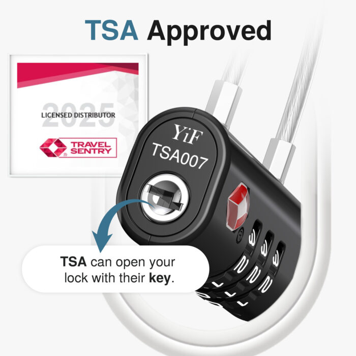 TSA Approved Travel Lock, Black Resettable Combination Luggage Locks - Image 2