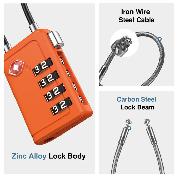TSA Approved Luggage Travel Locks with Open Alert Indicator, 4 Digit Combination Resettable Code - Image 4