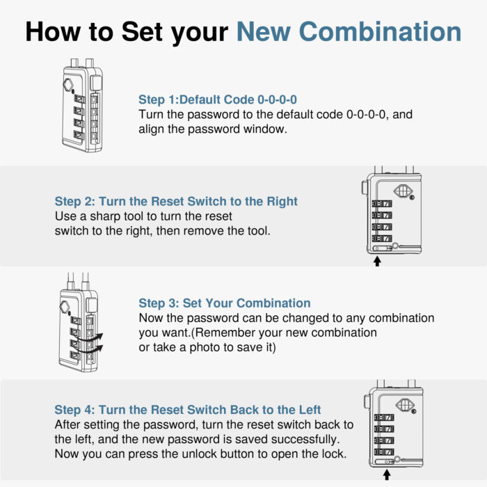 TSA Approved Luggage Travel Locks with Open Alert Indicator, 4 Digit Combination Resettable Code - Image 7
