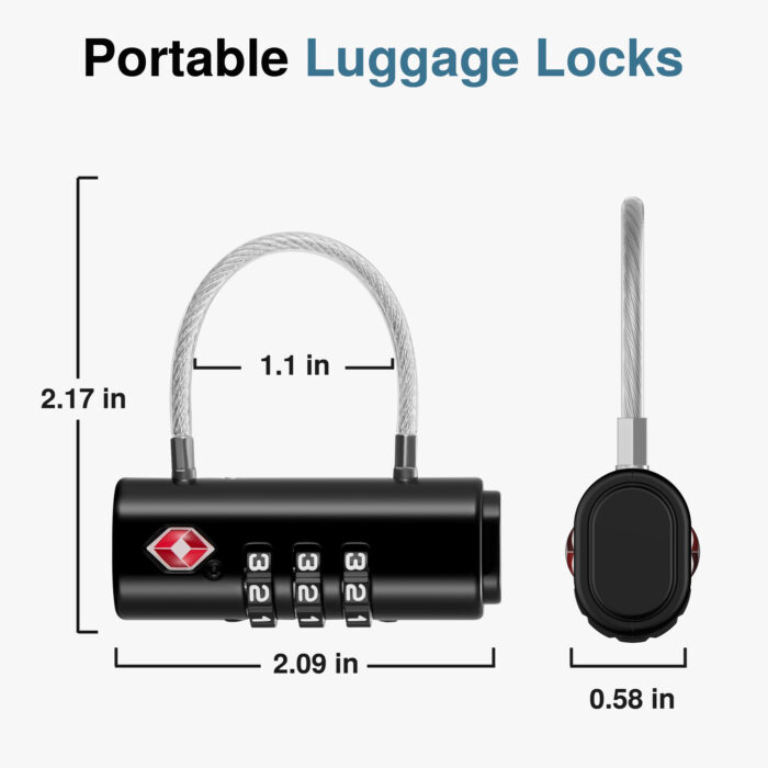 TSA Approved Travel Lock, Black Resettable Combination Luggage Locks - Image 7