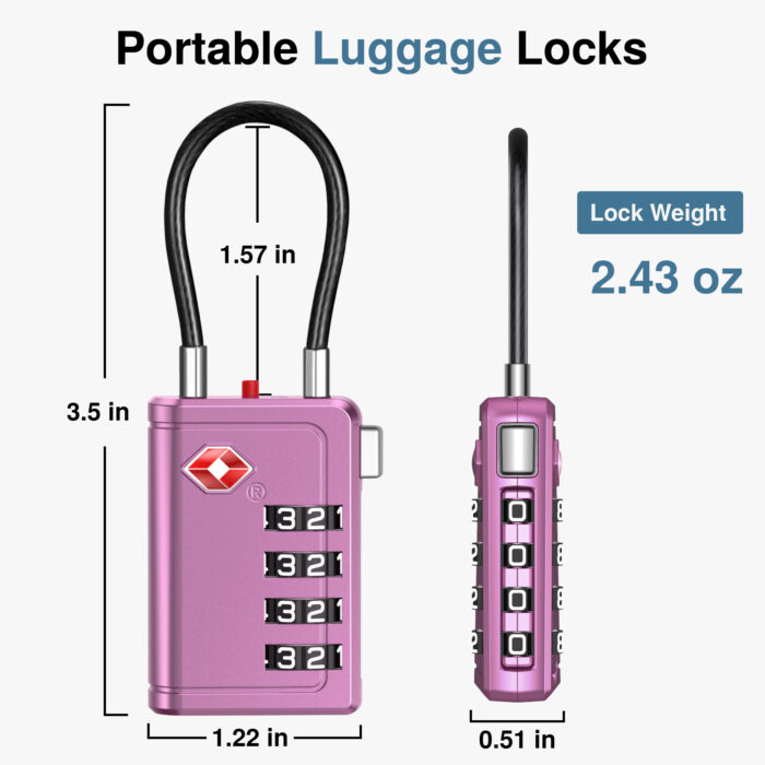 TSA Approved Luggage Travel Locks with Open Alert Indicator, 4 Digit Combination Resettable Code - Image 5