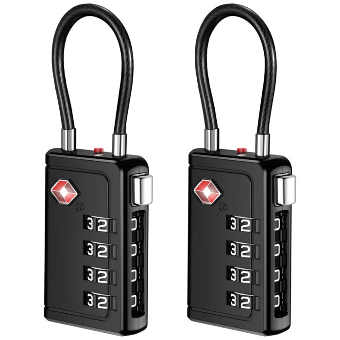 TSA Approved Luggage Travel Locks with Open Alert Indicator, 4 Digit Combination Resettable Code