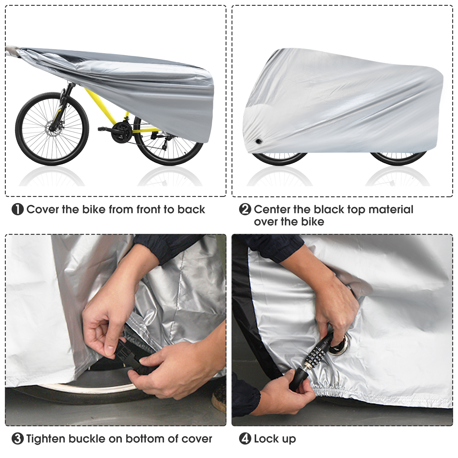 Puroma Bike Cover Outdoor Waterproof Bicycle Covers Rain Sun UV Dust Wind Proof with Lock Hole for Mountain Road Electric Bike