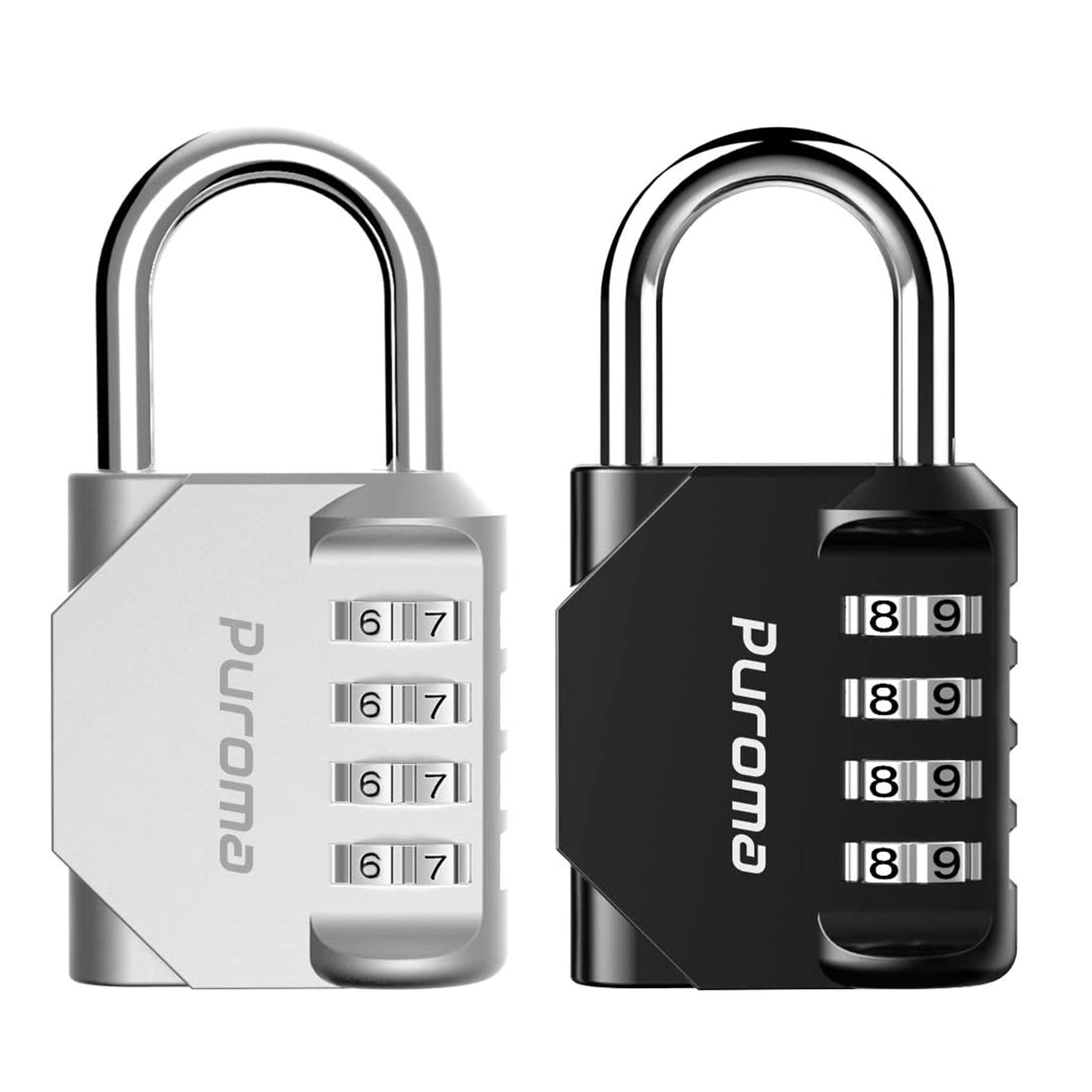 Toolbox 4 Digit Re-settable Security Padlock Silver Upgraded Version Combination Lock, Storage Combination Padlock Set for School Gym or Sports Locker 2 Packs 