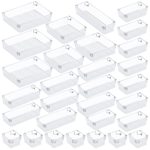 HK235 31-pcs Desk Drawer Organizer Trays, Clear – Puroma