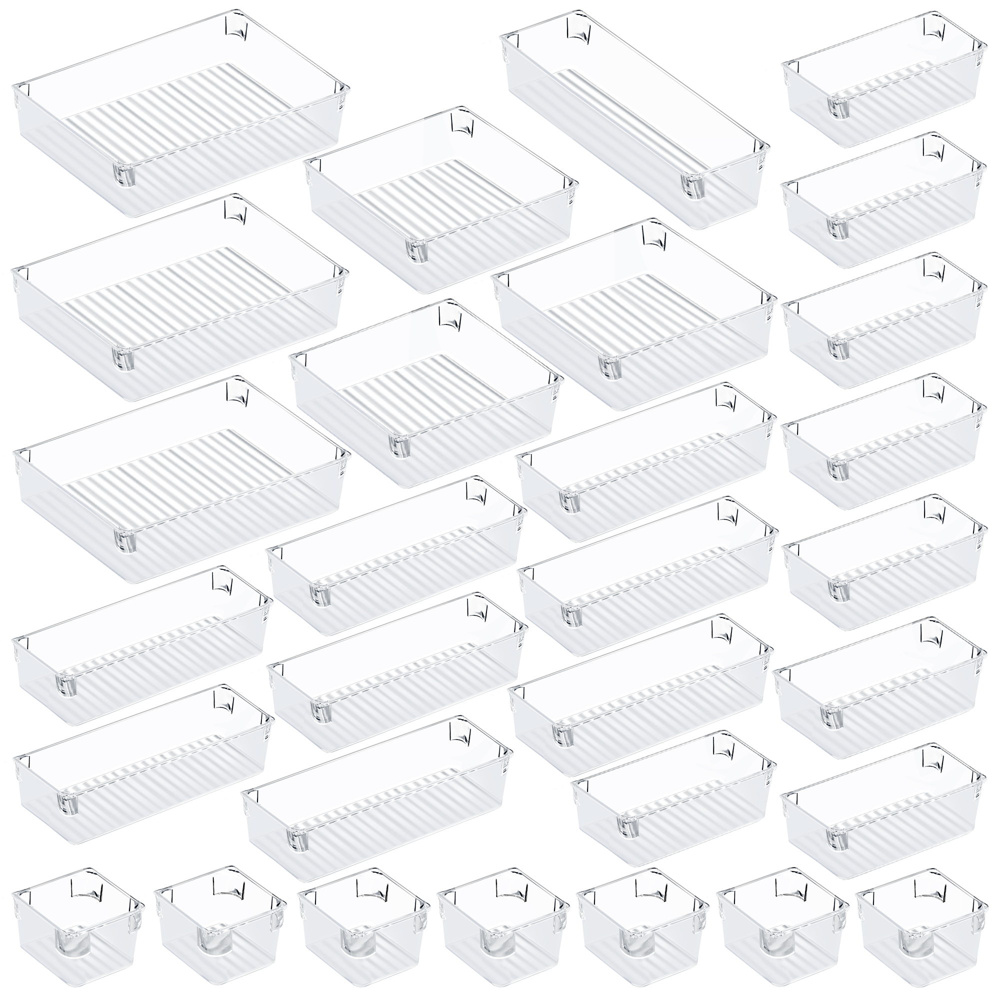 HK235 31-pcs Desk Drawer Organizer Trays, Clear – Puroma