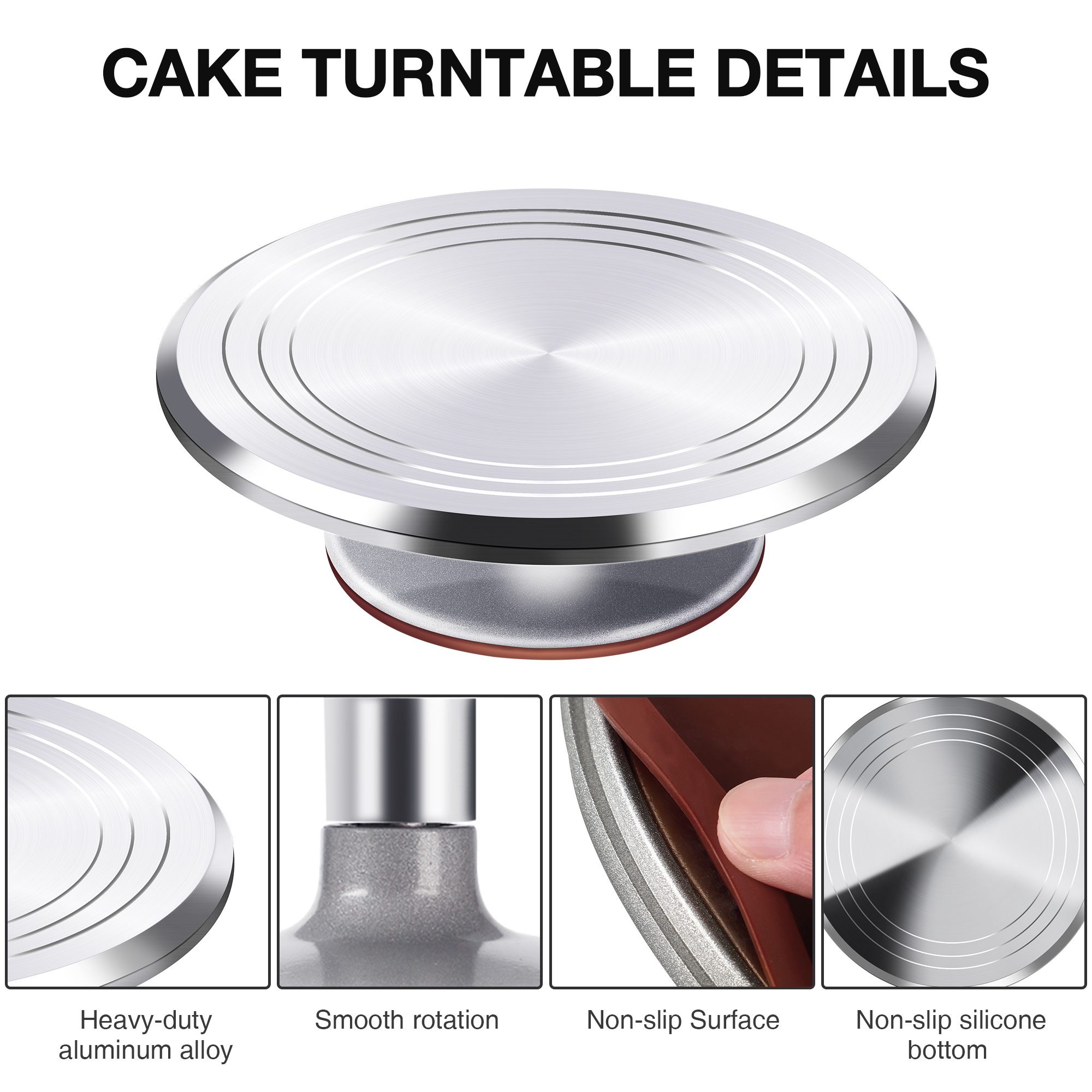 CT162 8-in-1 Aluminium Alloy Rotating Cake Turntable – Puroma