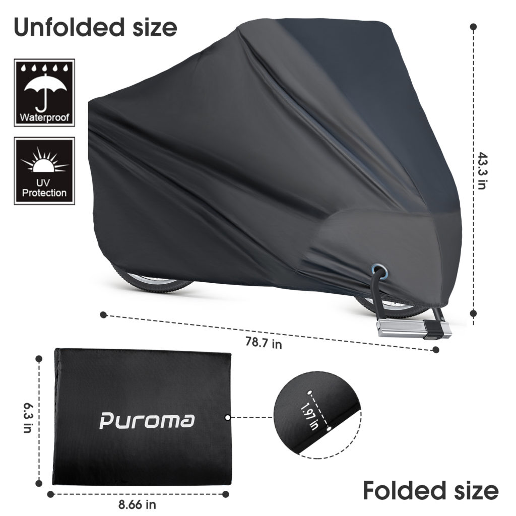 BC008 XX-Large Outdoor Waterproof Bike Cover, Black – Puroma