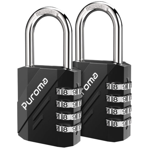 Hasp Storage Puroma 1 Pack Keyed Padlock Waterproof Solid Brass Lock Fence 2.6 Inch Long Shackle for Sheds Storage Unit School Gym Locker Toolbox